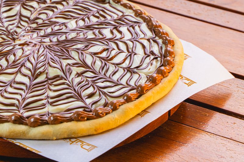 Nutella dessert pizza with strawberries