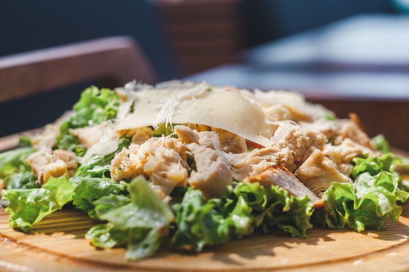 Caesar salad with croutons and parmesan